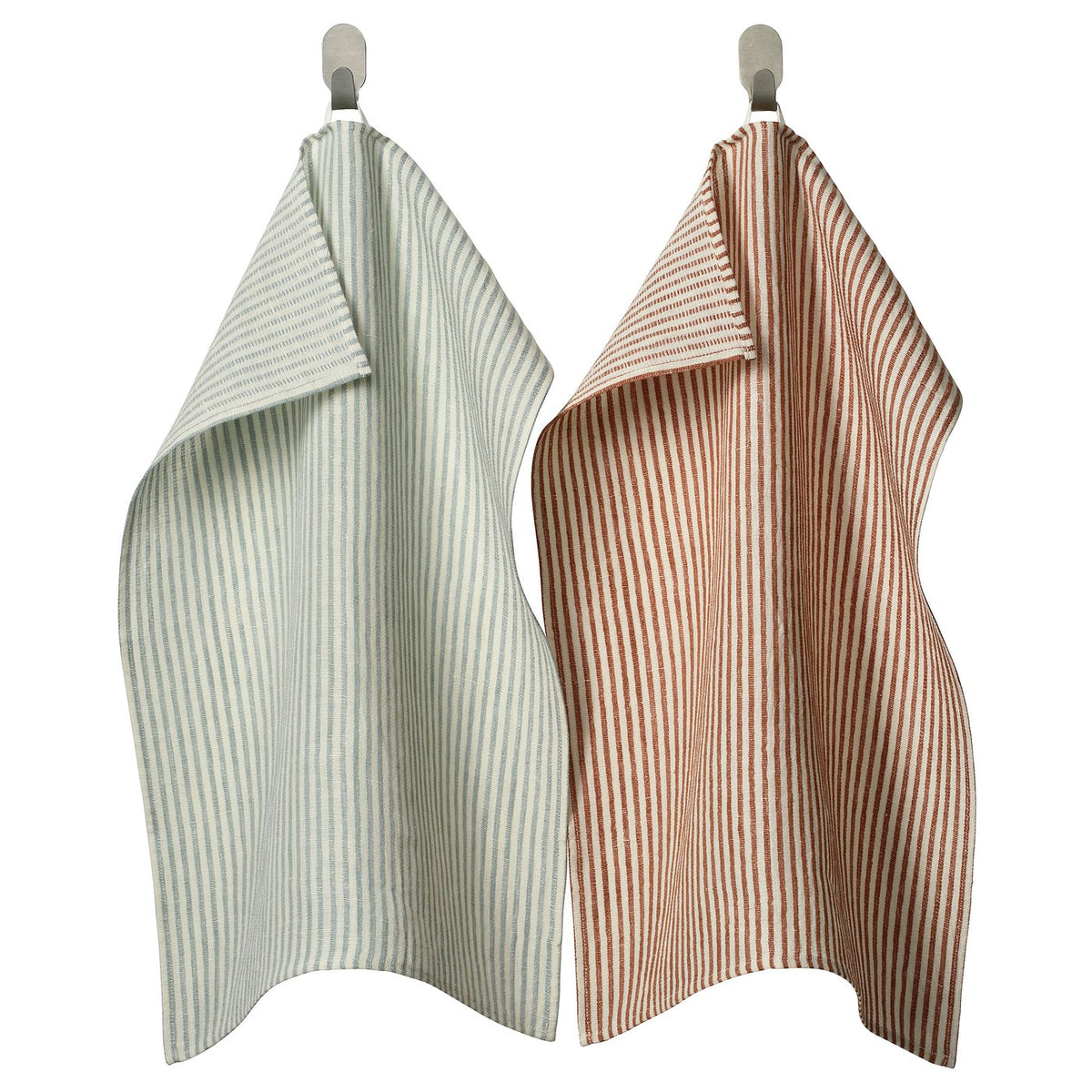 ÄLVMAL tea towel, pale blue/orange striped, 45x60 cm, 2 pack