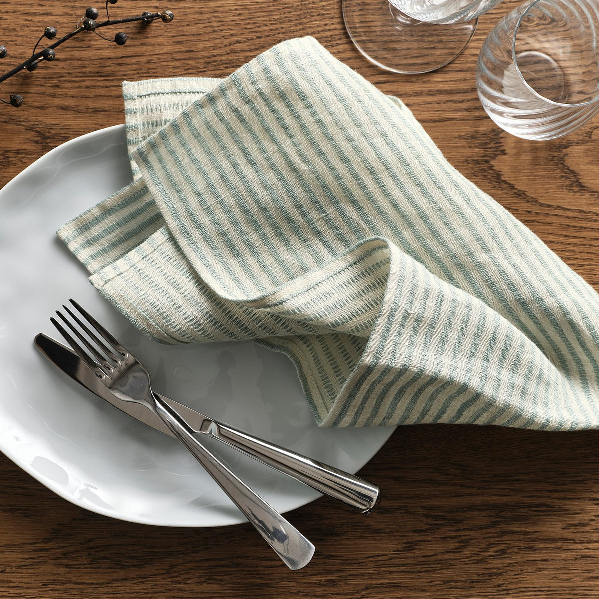 ÄLVMAL tea towel, pale blue/orange striped, 45x60 cm, 2 pack