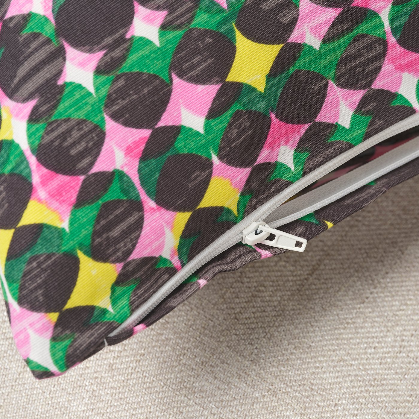 ÄLVSJÖSKOGEN cushion cover, pink/green, 50x50 cm