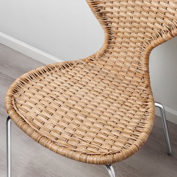 ÄLVSTA chair, handmade rattan/Sefast chrome-plated, 49x83x50 cm