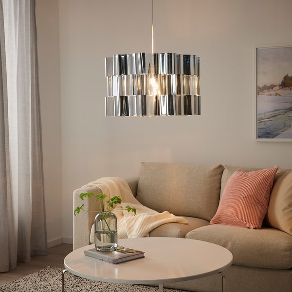 ÄLVSTARR - Lamp shade, chrome effect, 51 cm