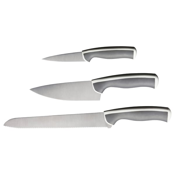 ÄNDLIG 3-piece knife set, light grey/white