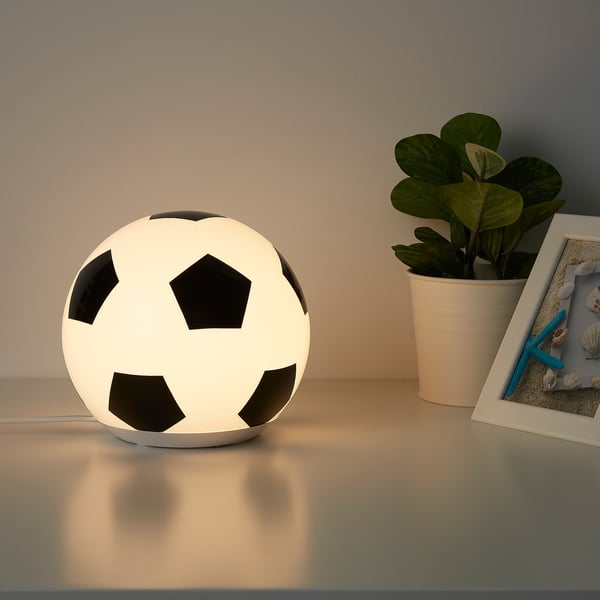ÄNGARNA LED table lamp, football pattern, 18 cm