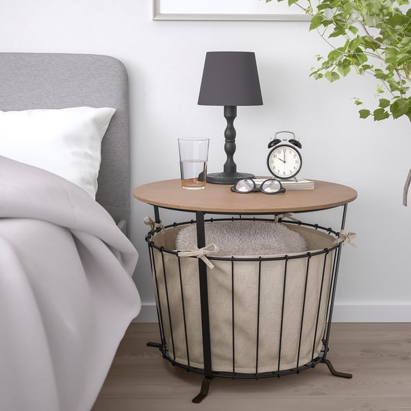 ÄNGESBYN storage table, black/pine light brown stained, 60 cm