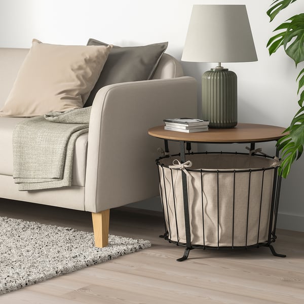 ÄNGESBYN storage table, black/pine light brown stained, 60 cm