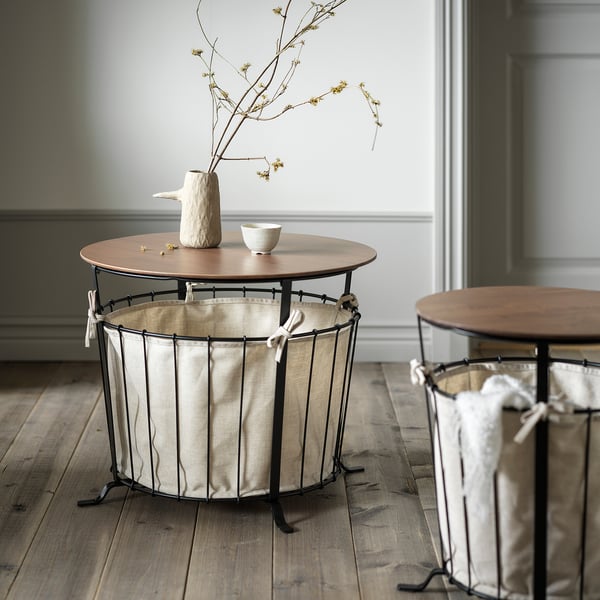 ÄNGESBYN storage table, black/pine light brown stained, 60 cm