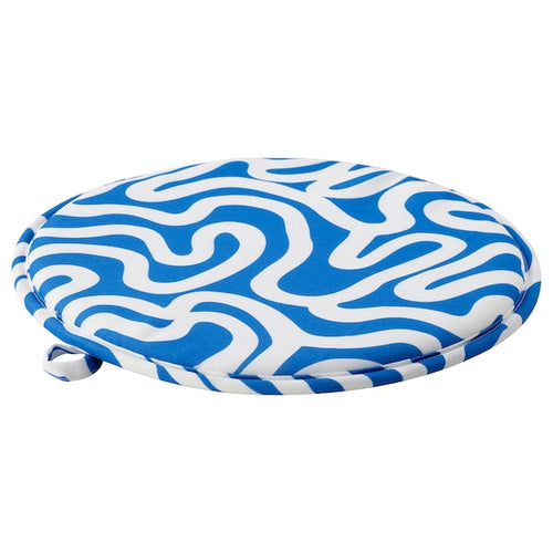 ÄNGSFRÄKEN - Chair cushion, blue/white,36 cm