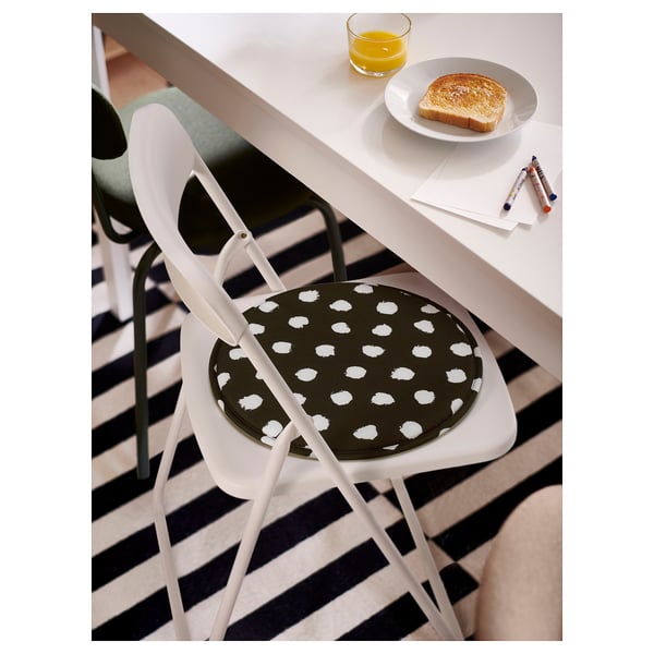 ÄNGSFRÄKEN - Chair cushion, black/white,36 cm