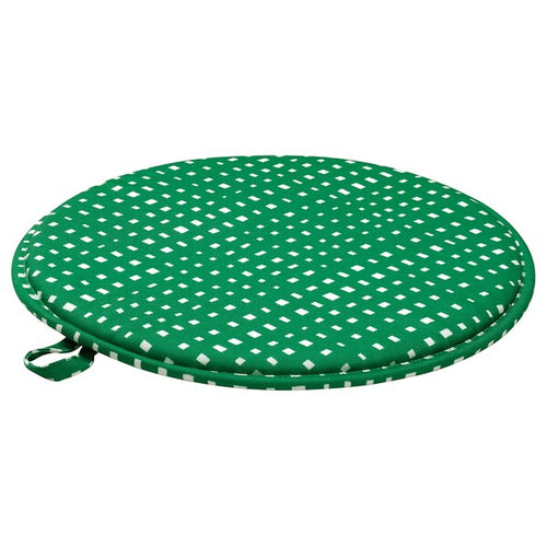 ÄNGSFRÄKEN - Chair cushion, green/white,36 cm