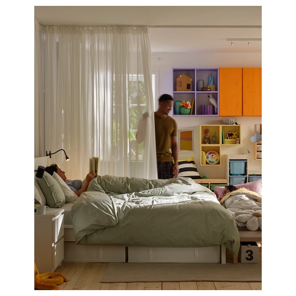ÄNGSFRYLE sheer curtain, 1 piece, white/with heading tape, 300x300 cm