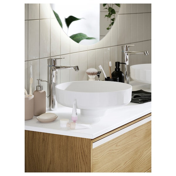 ÄNGSJÖN / BACKSJÖN wash-stnd w drawers/wash-basin/tap, brown oak effect, 60x48x69 cm