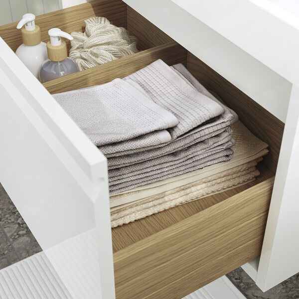 ÄNGSJÖN / BACKSJÖN - Washbasin/drawer/misc cabinet, glossy white,60x48x39 cm