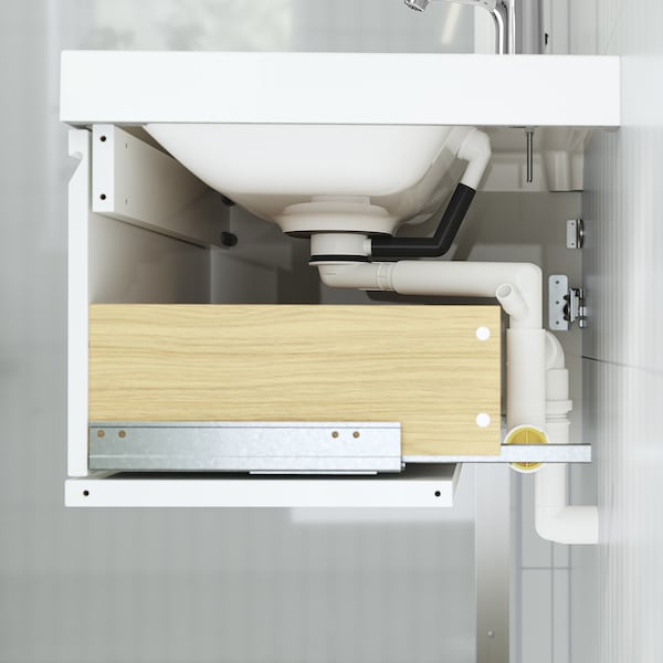 ÄNGSJÖN / BACKSJÖN - Washbasin/drawer/misc cabinet, glossy white,60x48x39 cm