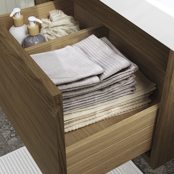 ÄNGSJÖN / BACKSJÖN - Washbasin/washbasin/misc cabinet, brown oak effect,60x48x39 cm