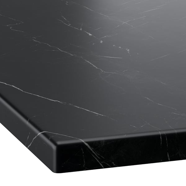 ÄNGSJÖN / BACKSJÖN - Washbasin/washbasin unit/mixer, glossy white/black marble effect,102x49x71 cm