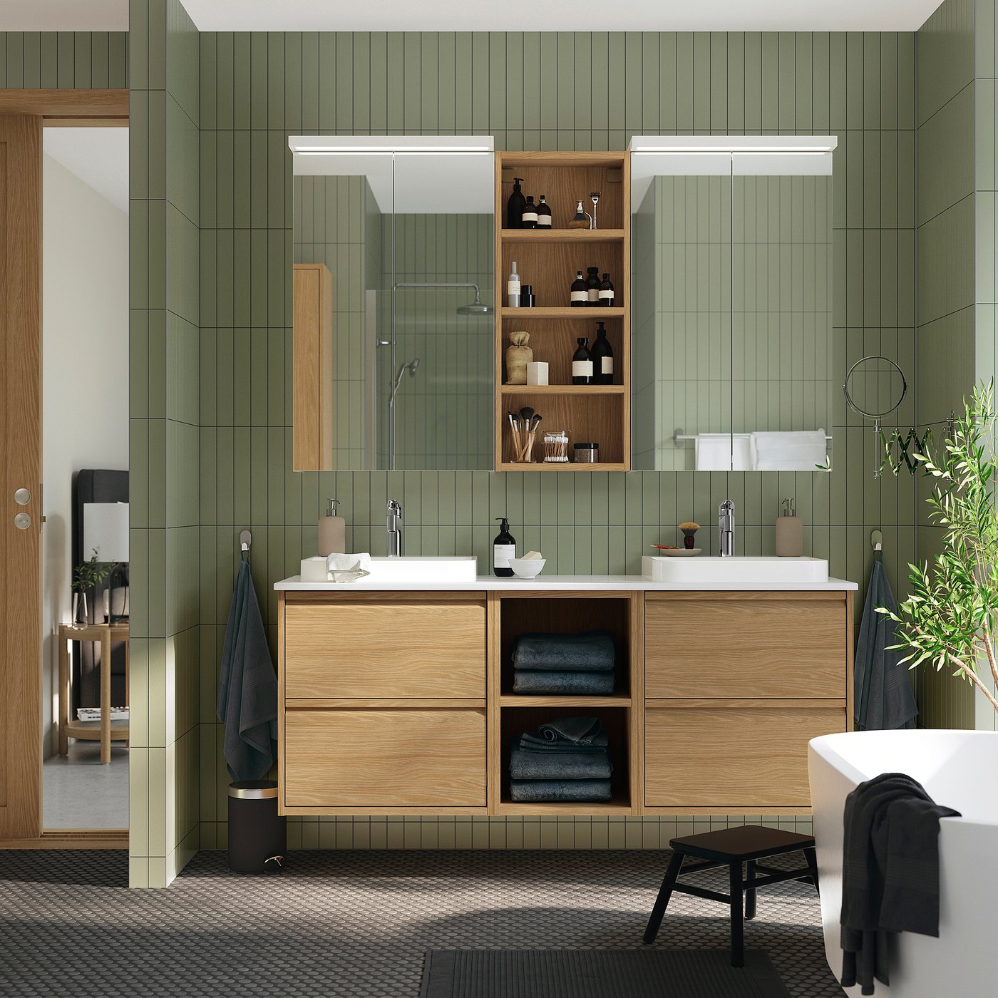 ÄNGSJÖN / BACKSJÖN wash-stand/wash-basins, 162x70.8x49 cm