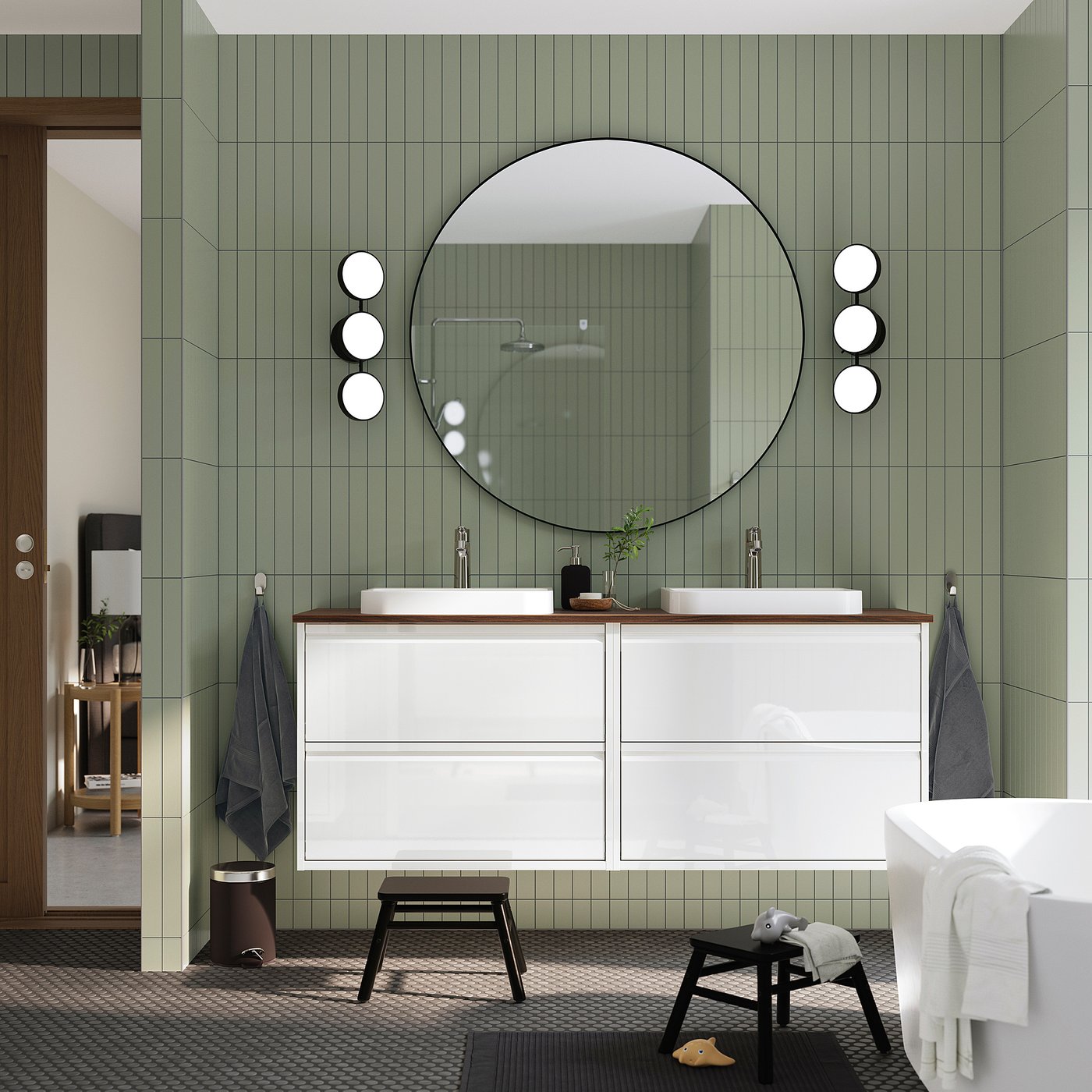 ÄNGSJÖN / BACKSJÖN wash-stand/wash-basins, 162x70.8x49 cm