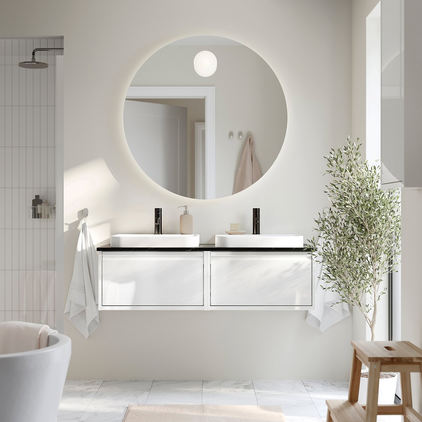 ÄNGSJÖN / BACKSJÖN wash-stand/wash-basins, 122.0x40.8x49.0 cm