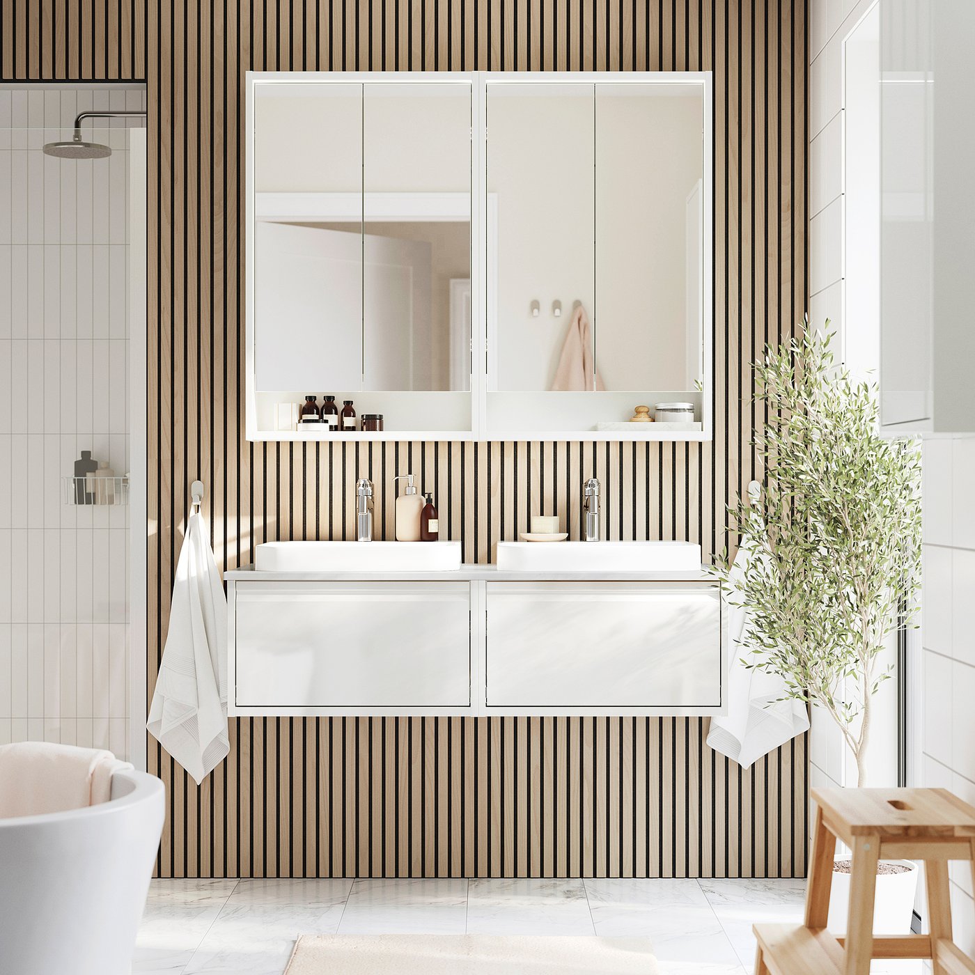 ÄNGSJÖN / BACKSJÖN wash-stand/wash-basins, 122.0x40.8x49.0 cm