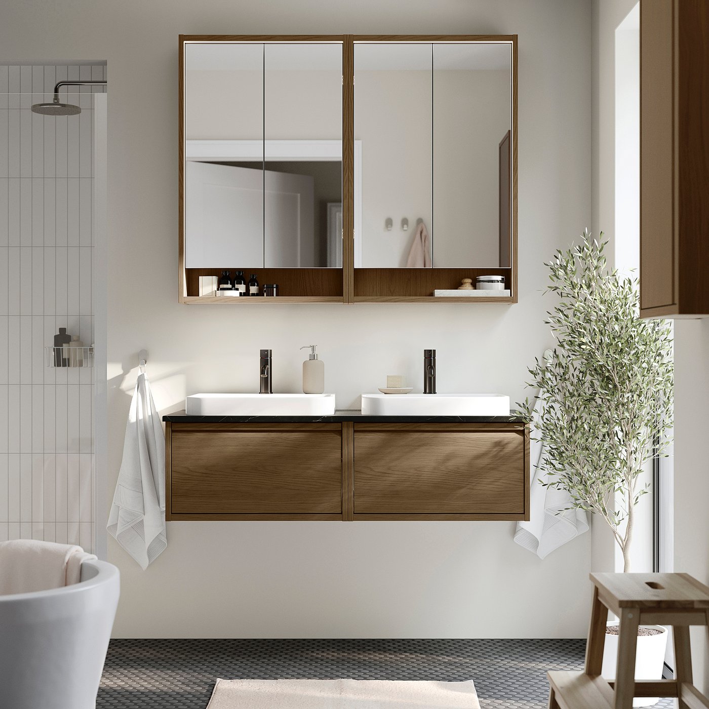 ÄNGSJÖN / BACKSJÖN wash-stand/wash-basins, 122.0x40.8x49.0 cm
