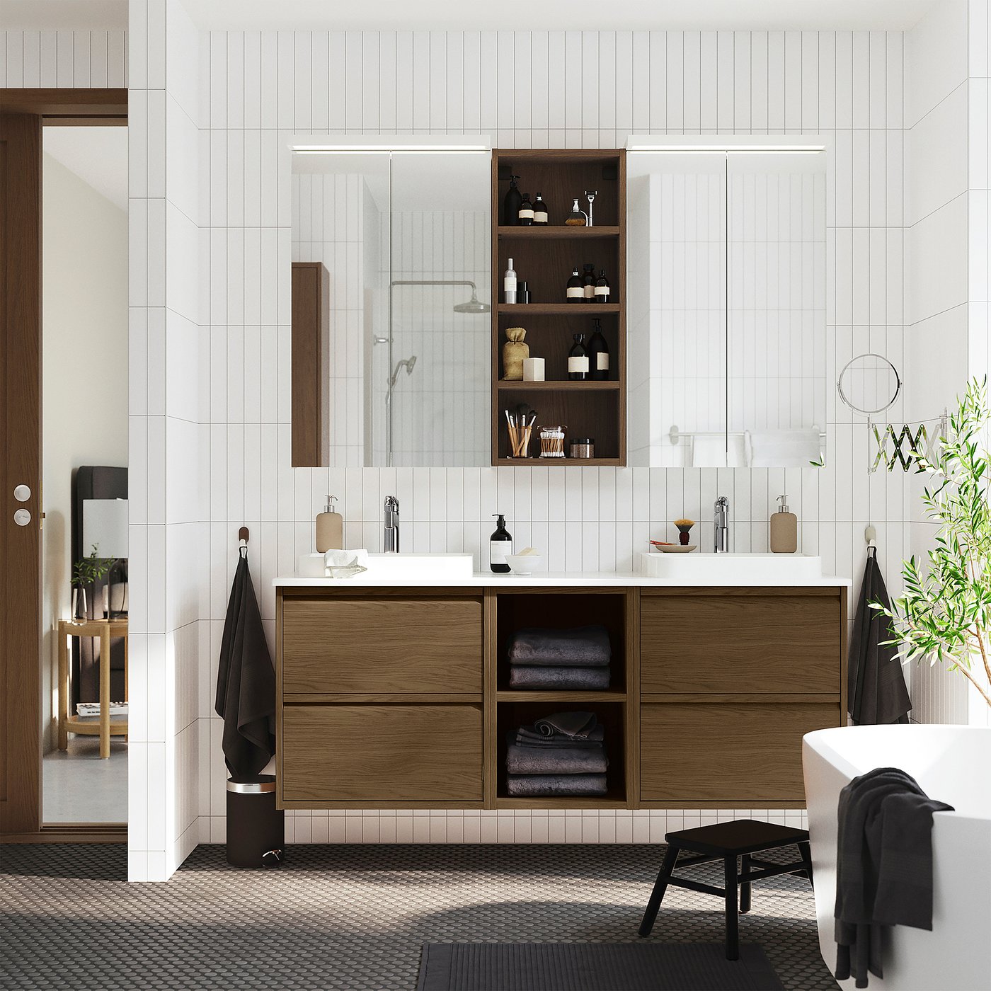 ÄNGSJÖN / BACKSJÖN wash-stand/wash-basins, 162x70.8x49 cm