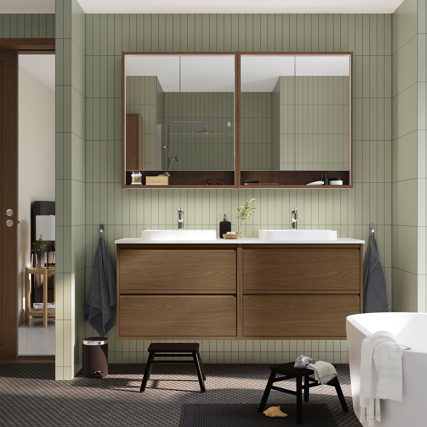 ÄNGSJÖN / BACKSJÖN wash-stand/wash-basins, 162x70.8x49 cm