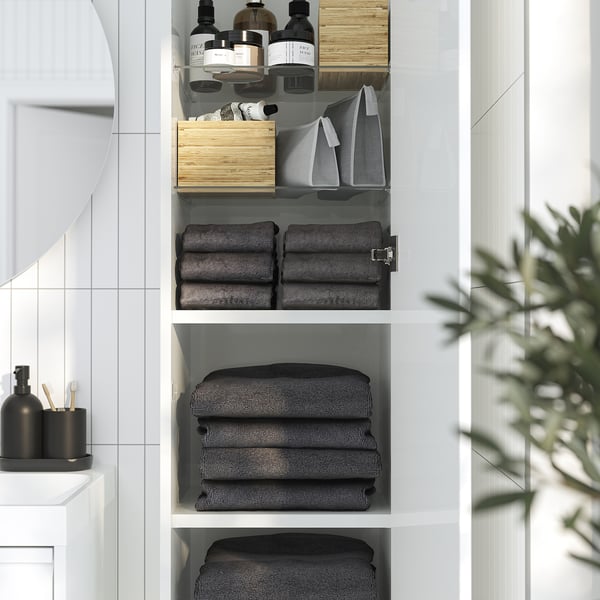 ÄNGSJÖN high cabinet with door, high-gloss white, 40x35x195 cm