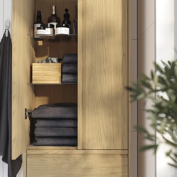 Ikea ÄNGSJÖN - Tall cabinet with doors/drawers, oak effect,60x35x195 cm