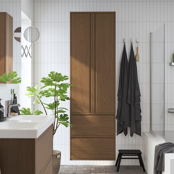 Ikea ÄNGSJÖN - Tall cabinet with doors/drawers, brown oak effect,60x35x195 cm