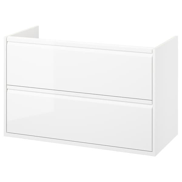 ÄNGSJÖN - Mobile per lavabo con cassetti, lucido bianco,100x48x63 cm