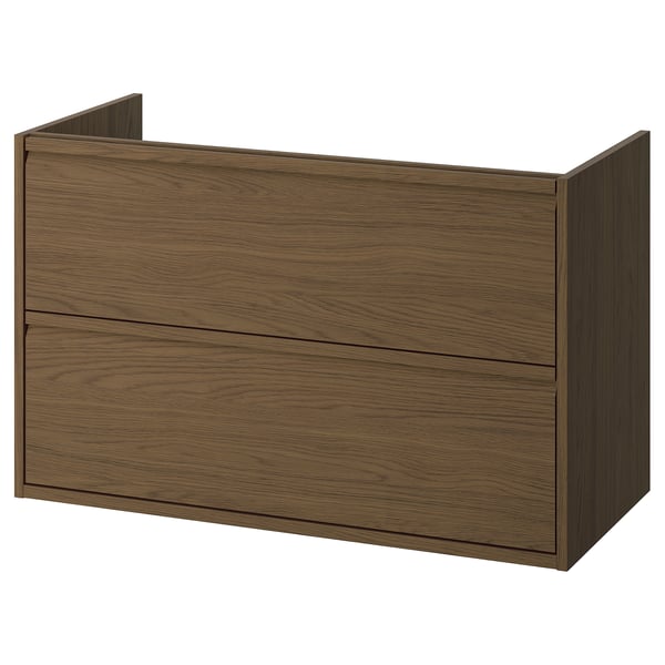 ÄNGSJÖN wash-stand with drawers, brown oak effect, 100x48x63 cm