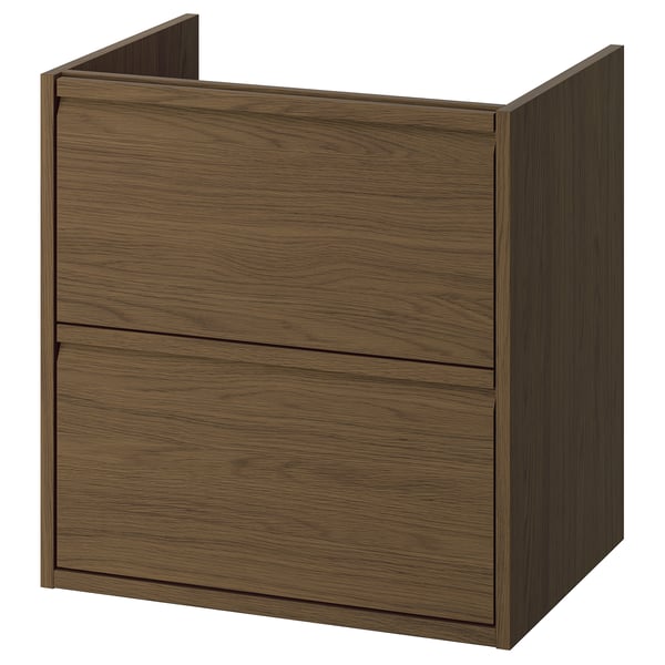 ÄNGSJÖN wash-stand with drawers, brown oak effect, 60x48x63 cm