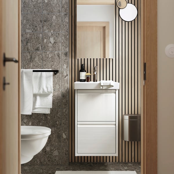 ÄNGSJÖN / ORRSJÖN - Washbasin/drawer/misc cabinet, glossy white,42x49x69 cm