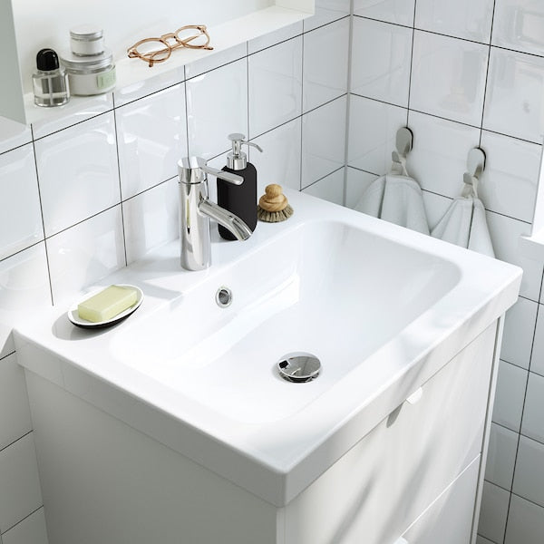 ÄNGSJÖN / ORRSJÖN - Washbasin/drawer/misc cabinet, glossy white,62x49x69 cm