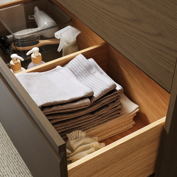 ÄNGSJÖN / ORRSJÖN - Washbasin/drawer/misc cabinet, oak-effect brown,62x49x69 cm