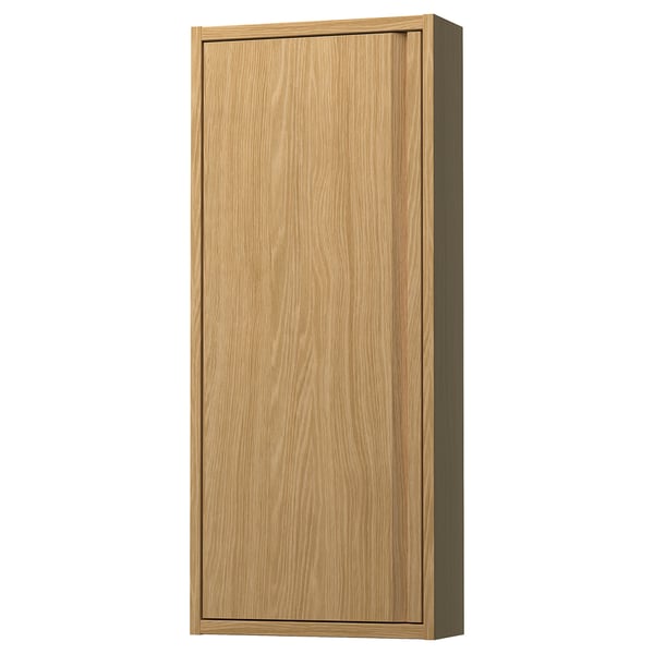 ÄNGSJÖN wall cabinet with door, oak effect, 40x15x95 cm