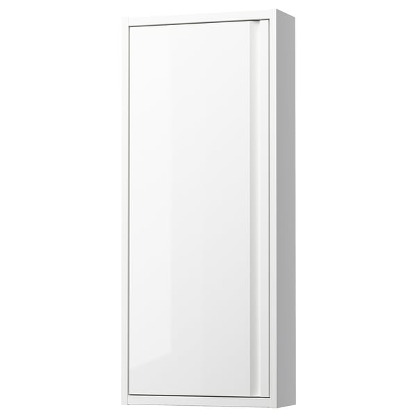 ÄNGSJÖN wall cabinet with door, high-gloss white, 40x15x95 cm