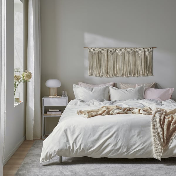 ÄNGSLILJA duvet cover and 2 pillowcases, white, 240x220/50x80 cm