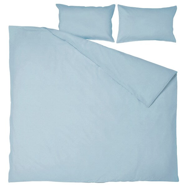 ÄNGSLILJA - Duvet cover and 2 pillowcases, blue-grey, 240x220/50x80 cm