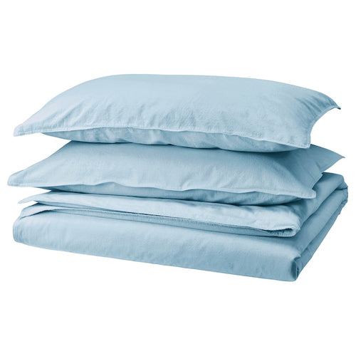 ÄNGSLILJA - Duvet cover and 2 pillowcases, blue-grey, 240x220/50x80 cm