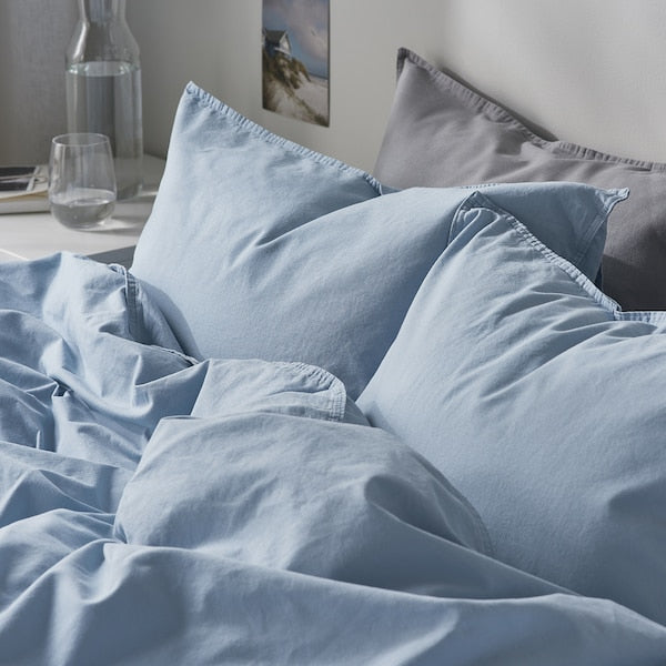 ÄNGSLILJA - Duvet cover and 2 pillowcases, blue-grey, 240x220/50x80 cm