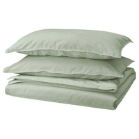 ÄNGSLILJA duvet cover and 2 pillowcases, pale grey-green, 240x220/50x80 cm