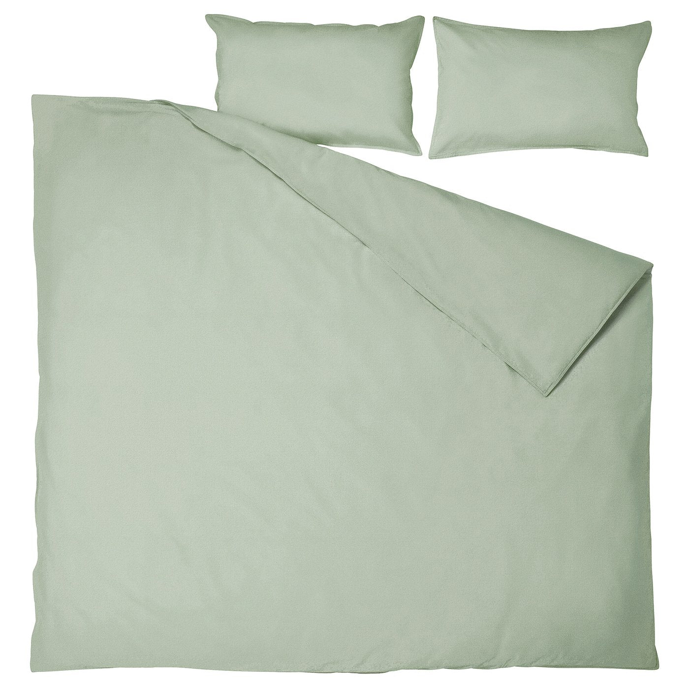 ÄNGSLILJA duvet cover and 2 pillowcases, pale grey-green, 240x220/50x80 cm
