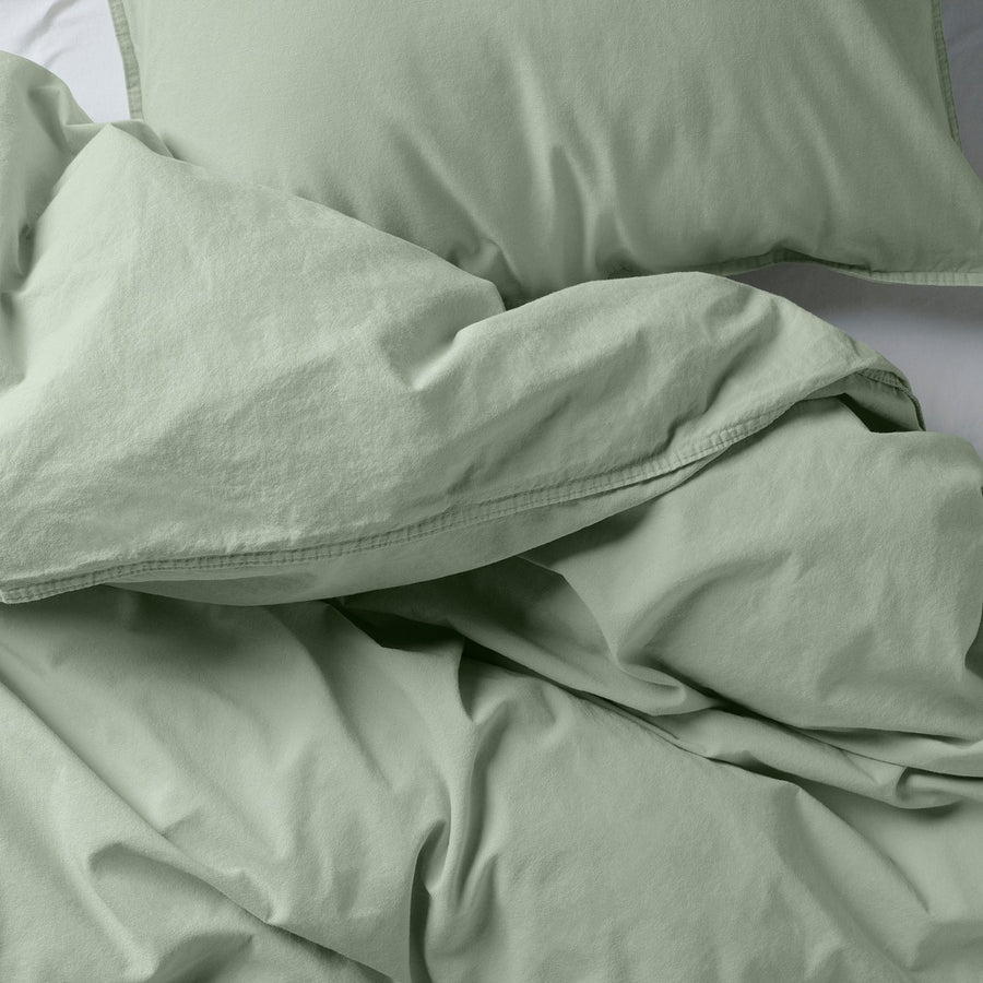 ÄNGSLILJA duvet cover and 2 pillowcases, pale grey-green, 240x220/50x80 cm