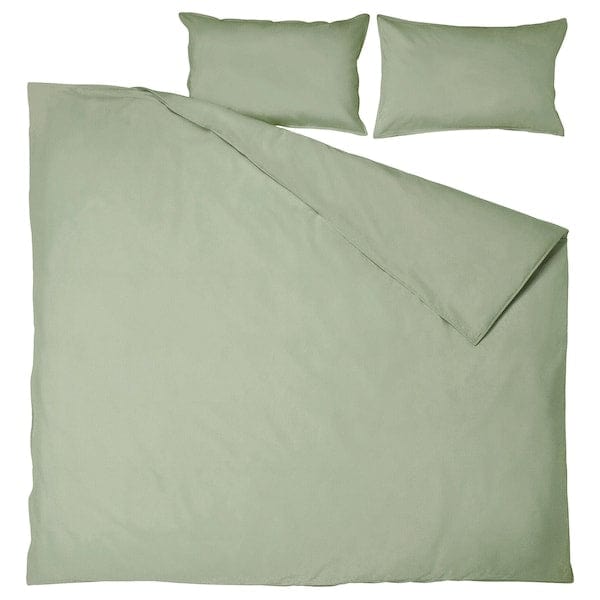 Ikea ÄNGSLILJA - Duvet cover and 2 pillowcases, grey-green, 240x220/50x80 cm