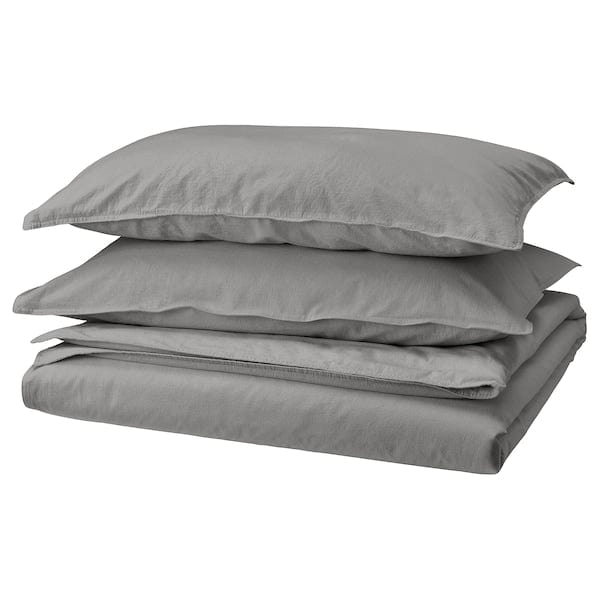 Ikea ÄNGSLILJA - Duvet cover and 2 pillowcases, grey, 240x220/50x80 cm