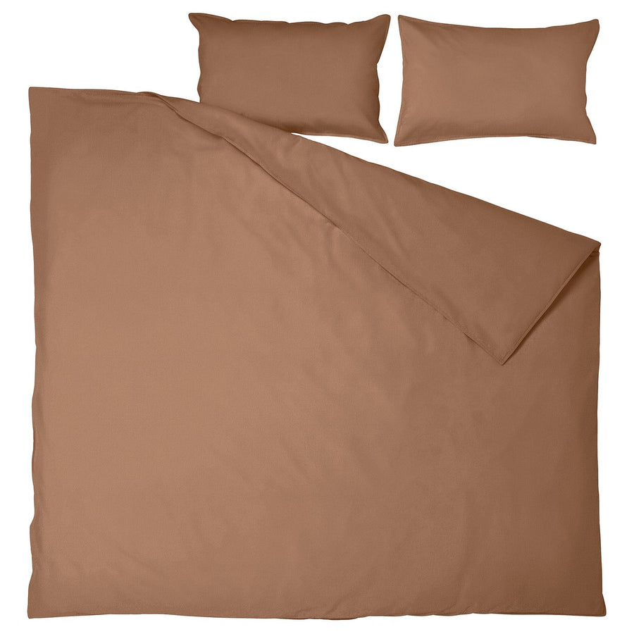 ÄNGSLILJA duvet cover and 2 pillowcases, light brown, 240x220/50x80 cm