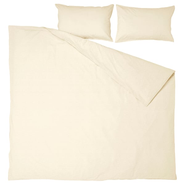 ÄNGSLILJA duvet cover and 2 pillowcases, natural, 240x220/50x80 cm