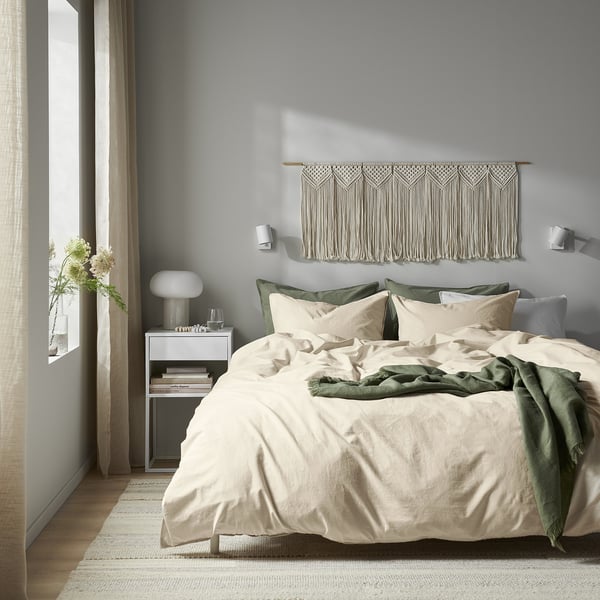 ÄNGSLILJA - Duvet cover and 2 pillowcases, natural, 240x220/50x80 cm