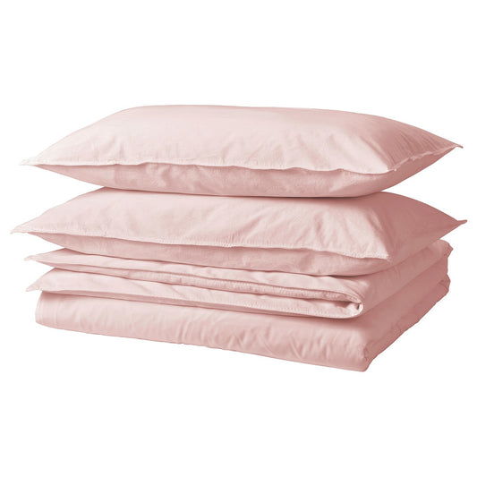 ÄNGSLILJA duvet cover and 2 pillowcases, light pink, 240x220/50x80 cm
